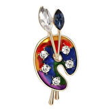 Uretti - Melik 9215 1904 Taş Detaylı Boya Paleti Broş / Yaka İğnesi