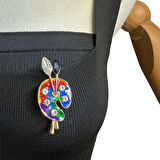 Uretti - Melik 9215 1904 Taş Detaylı Boya Paleti Broş / Yaka İğnesi