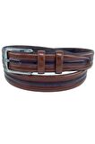 Kahverengi Suni Deri Desenli Model 3.5 cm.lik Klasik Kemer - 8013-52