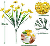 6lı Set Yapay Çiçek Sazlı Mine Sarı Renk 5 Dallı 33cm