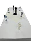 HitDukkanKrem 80cmx80cm ve 130cmx280cm Çift Kat Pamuklu Atlas Kenarlı Masa Örtüsü 2 li Set