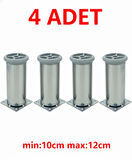 LUDIA Metal Ayarlanabilir 4 Adet Mobilya Ayağı Metal Tablalı 10cm