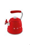 50's Style Set Üstü Düdüklü Kettle Kırmızı 2.3 lt