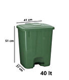 Omnipazar SY-4255 40 lt Köşeli Pedallı Plastik Çöp Kovası (İç Kovasız) Yeşil