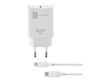 Cellularline 20W Şarj Kiti (Kablo+ Şarj Adaptörü)