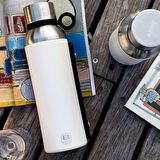 Bugatti Termo Taşıma Kulplu Paslanmaz Çelik Mat Beyaz Termos 1500Ml