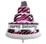 FOLYO BALON HAPPY BİRTHDAY 3 KAT PASTA PEMBE 80X 58CM D Ü 30