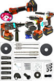 4'lü Set 21v 3.0ah Şarjlı Taşlama- Şarjlı Hilti-10mm Darbeli Şarjlı Matkap-şarjlı Somun Sıkma