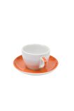 Verona Turuncu Çizgili Cappuccino Fincan Ve Tabak Takımı - 180 ml (6.1 OZ)