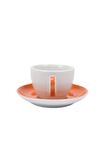 Verona Turuncu Çizgili Cappuccino Fincan Ve Tabak Takımı - 180 ml (6.1 OZ)