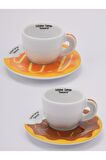 Edex ’’goloserie’’ Porselen Espresso Fincan Ve Tabak Takımı - 60 Ml - Set 2 Adet