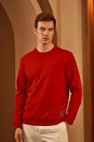 Erkek Comfort Fit Basic Düz Sweatshirt Kırmızı MARS26