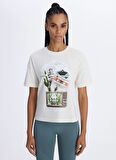 Beyaz Kadın Regular Fit Baskılı T-Shirt 33217MW AUTHENTIC ALESSI