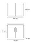 Liventa 65 cm Beyaz Renkli, Seramik Lavabolu, Mdf Banyo Dolabı Takımı