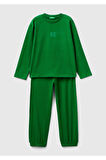 Erkek Çocuk Yeşil Logo İşlemeli Pijama Takımı