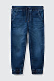 ERKEK ÇOCUK BELİ LASTİKLİ DENİM PANTOLON-MAVİ | 8-9 Yaş