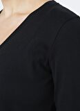 Benetton V Yaka Yaka Siyah Kadın T-Shirt
