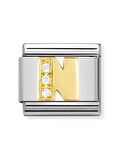 Composable Classic Dekoratif Link - Harfler CZ - N - (14 N) 18K Altın Zirkon