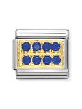 Composable Classic Dekoratif Link - Taş Kaplama - Taşlı Plaka - (04 Blue) 18K Altın Zirkon