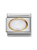 Composable Classic Dekoratif Link - Taşlar Oval - Beyaz opal - (07 White Opal) 18K Altın