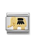 Composable Classic Dekoratif Link - Hayvanlar - Siyah fil - (23 Black elephant) 18K Altın