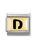 Composable Classic Dekoratif Link - Harfler Siyah - D - (04 D) 18K Altın