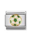 Composable Classic Dekoratif Link - Futbol İtalyan - Beyaz yeşil top -  18K Altın