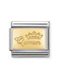 Composable Classic Dekoratif Link - Gravür - Kraliçe - (49 Queen) 18K Altın