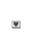 Composable Classic Heart Faceted Cz In Steel And 18k Gold (001_purple)