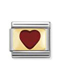 Composable Classic Dekoratif Link - Plakalar - kırmızı kalp - (33 Red heart) 18K Altın