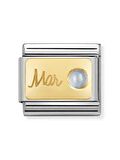 Composable Classic Dekoratif Link - Ay Taşları - Mart Aquamarine -  18K Altın