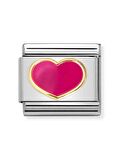 Composable Classic Dekoratif Link - Aşk - Fuşya Kalp - (24 Fuchsia Heart) 18K Altın