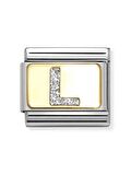 Composable Classic Dekoratif Link - Harfler Pırıltılı - L - (12 L) 18K Altın