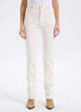 Armani Exchange Yüksek Bel Düz Paça Standart Ekru Kadın Denim Pantolon XW000072