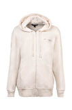 Kadın Regular Fit Fermuarlı Kapüşonlu Sweatshirt - Krem | L
