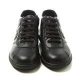 Frau Yuvarlak Burun Kısa Topuk Bağcıklı Spor Siyah Klasik Bot 