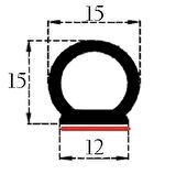 EPDM kauçuk fitil. Kendinden yapışkanlı 12x15 mm