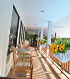 Yapay Çiçek Beyaz Çit Balkon Saksısı Ay Çiçekli 55*20cm