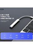 All 4 In 1 Type-C To USB 3.0 Hub Adaptör Çevirici Dönüştürücü Çoğaltıcı