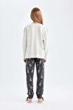 DeFacto Kız Çocuk Baskılı Uzun Kollu Pijama Takımı D6053A824AUGR379