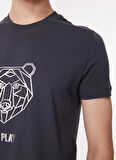 İce Play Bisiklet Yaka Düz Gri Erkek T-Shirt 23IU1M0F01D6324_T-SHIRT JERSEY