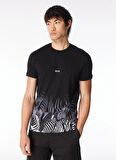 İce Play Bisiklet Yaka Desenli Siyah Erkek T-Shirt 24EU1P0F0196324_T-Shirt