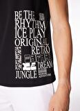 İce Play Bisiklet Yaka Baskılı Siyah Erkek T-Shirt 24EU1M0F016P400_T-Shirt