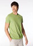 İce Play Bisiklet Yaka Baskılı Yeşil Erkek T-Shirt 24EU1M0F016P400_T-Shirt