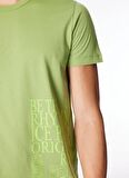 İce Play Bisiklet Yaka Baskılı Yeşil Erkek T-Shirt 24EU1M0F016P400_T-Shirt