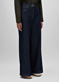 Aspesi Yüksek Bel Geniş Paça Standart Koyu İndigo Kadın Denim Pantolon G 0160 G371