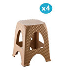 Omnipazar SY-4666 Plastik Hasır Tabure Büyük Boy 4'lü Set