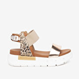 Nero Giardini  Kadın Sandalet E219022D NeroGiardini SPECCHIO OPACO PHARD ARMENIA COGNAC LEO GLITTER ORO TR LIGHT