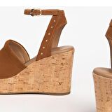 Nero Giardini  Kadın Sandalet E307663D NeroGiardini VELOUR PU.MUSA 8901P RICOPE 326-Tabacco