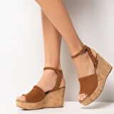 Nero Giardini  Kadın Sandalet E307663D NeroGiardini VELOUR PU.MUSA 8901P RICOPE 326-Tabacco
